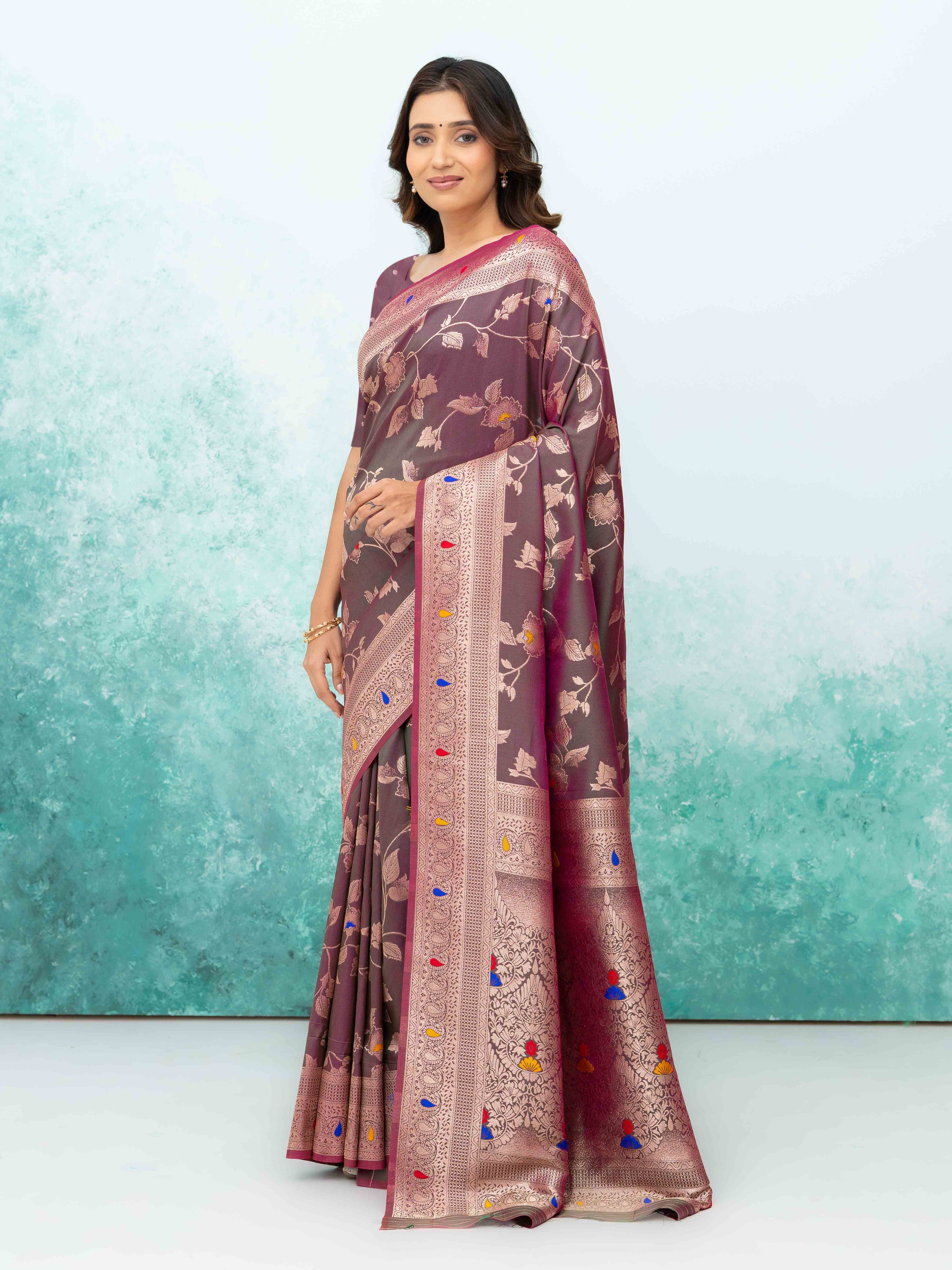 Rose Purple  Banarasi Silk Saree
