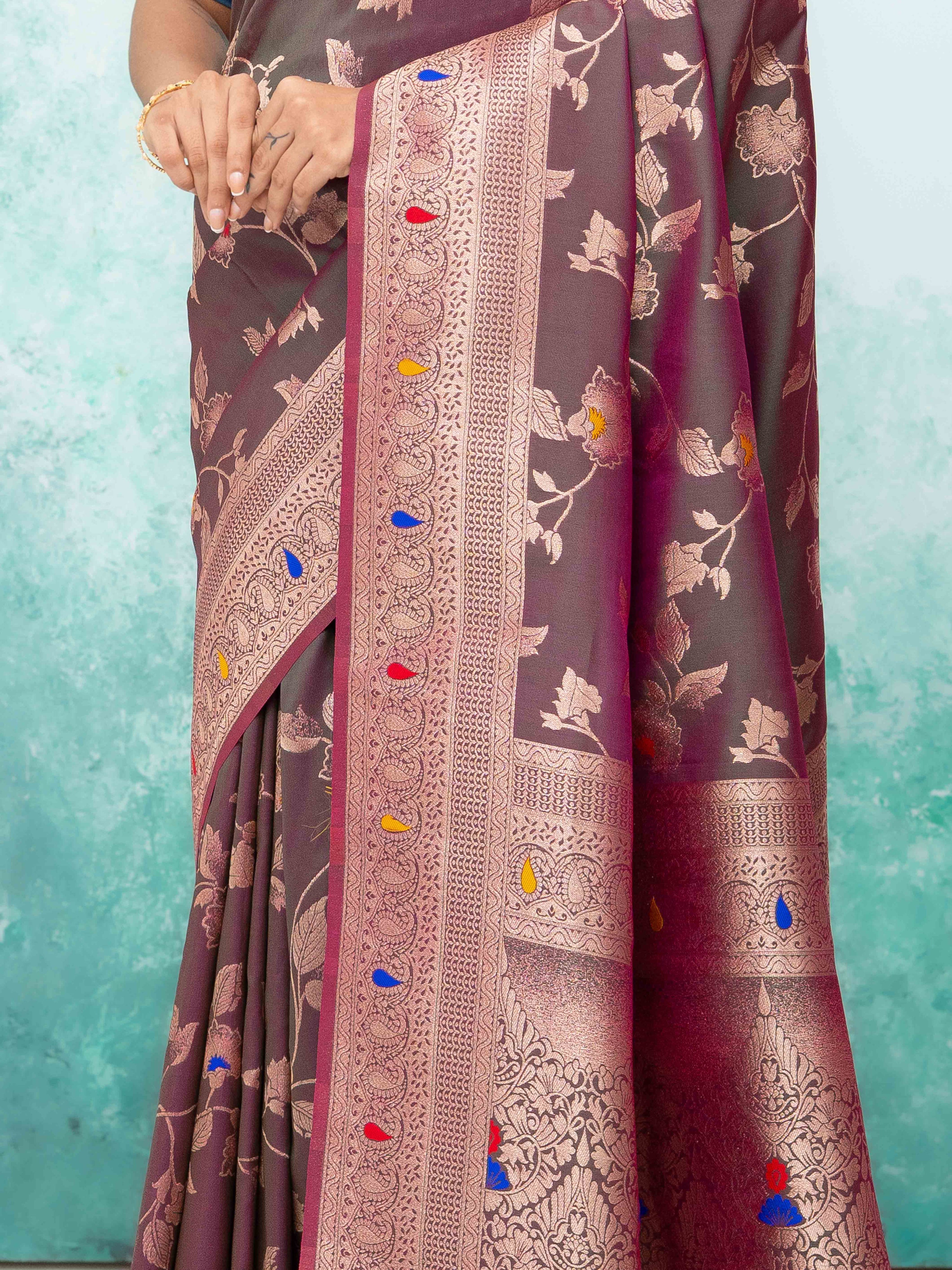 Rose Purple  Banarasi Silk Saree