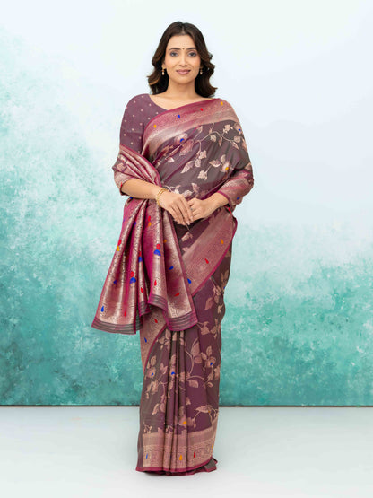 Rose Purple  Banarasi Silk Saree