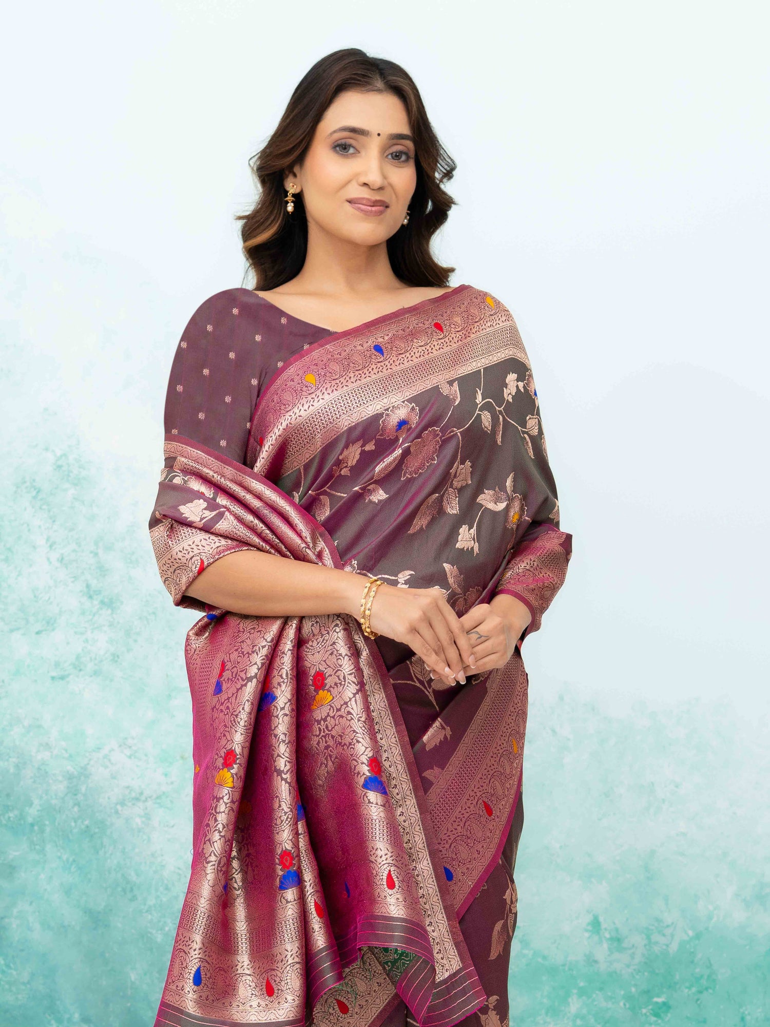 Rose Purple  Banarasi Silk Saree