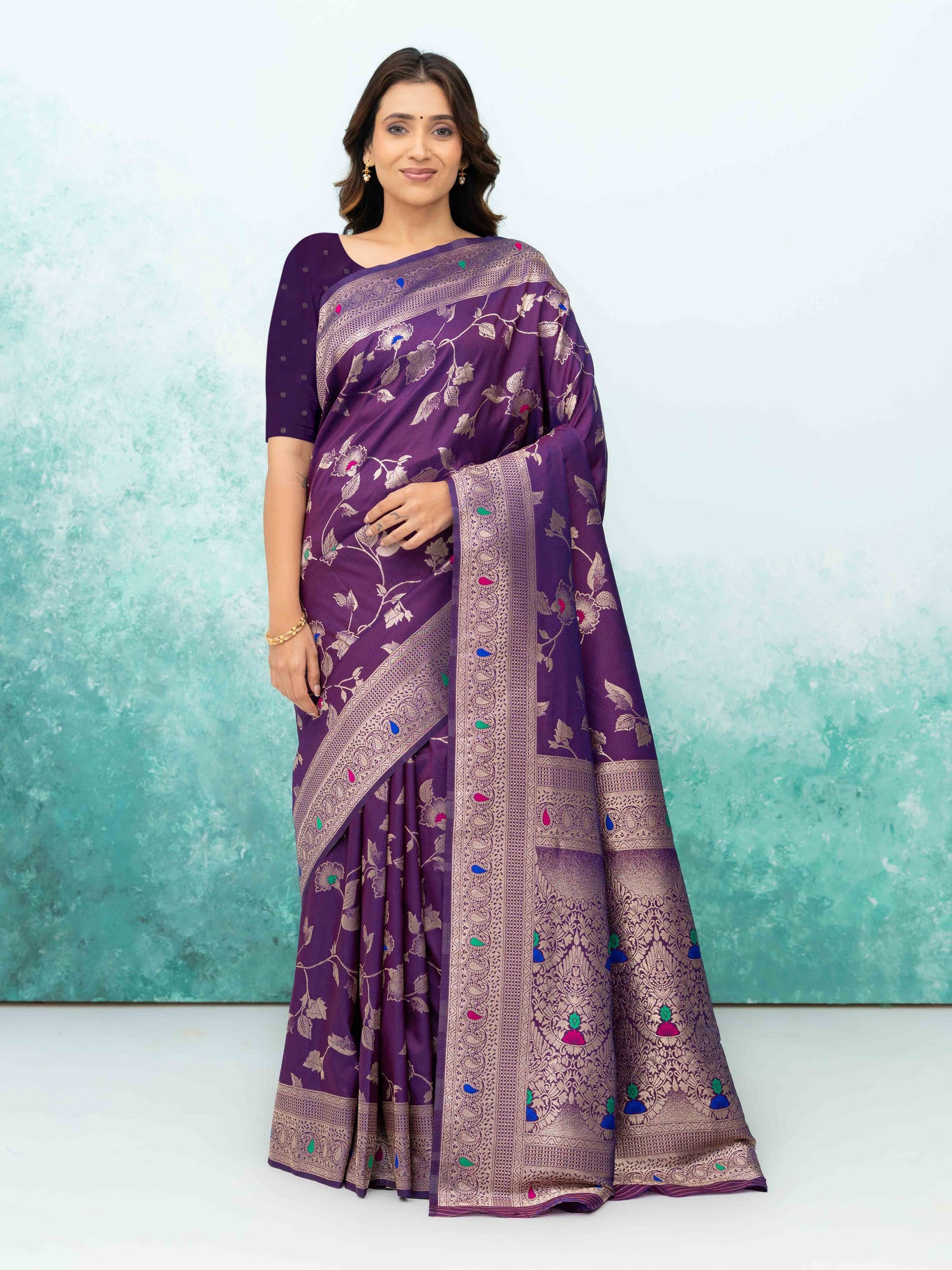 Purple Banarasi Silk Saree