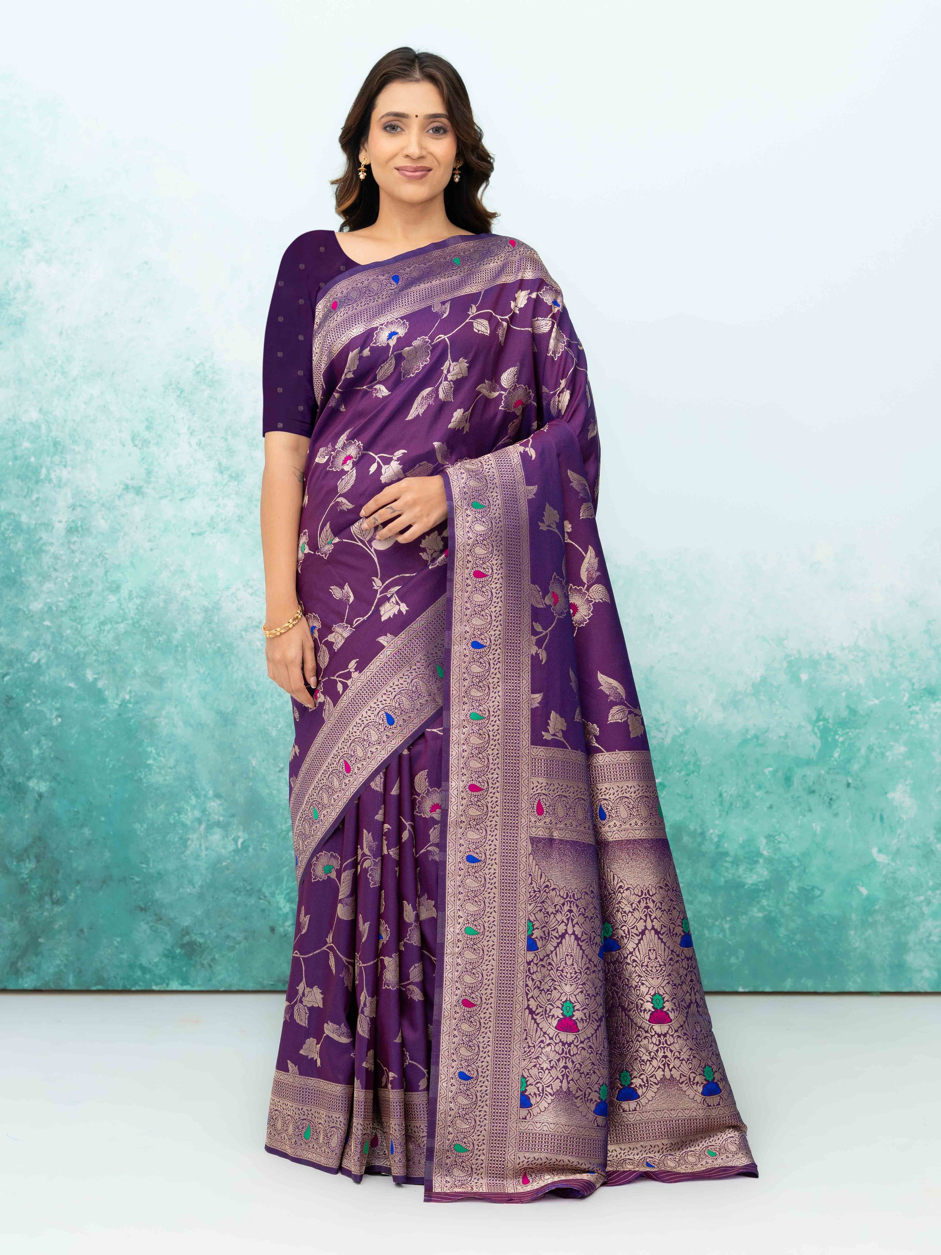 Purple Banarasi Silk Saree