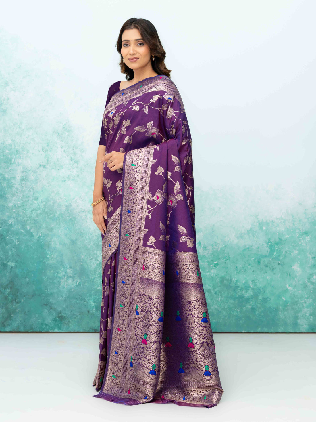 Purple Banarasi Silk Saree