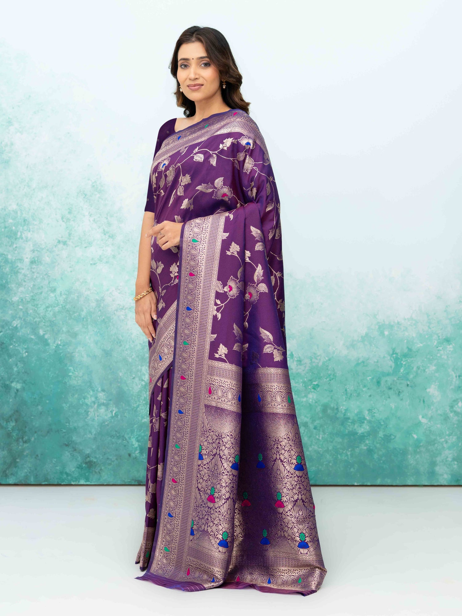 Purple Banarasi Silk Saree