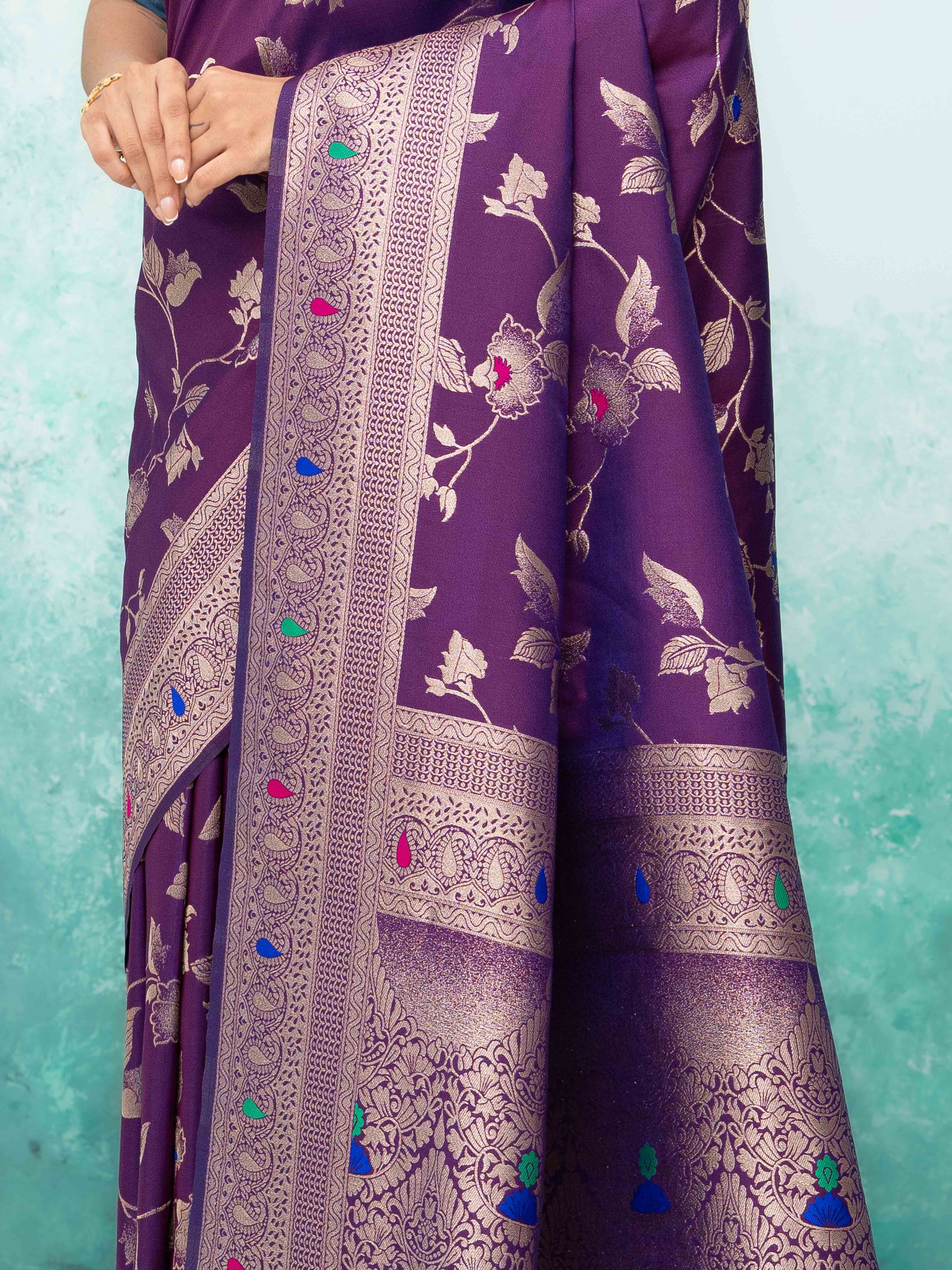 Purple Banarasi Silk Saree