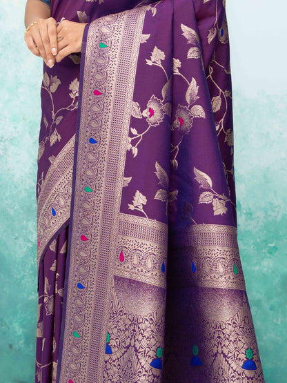 Purple Banarasi Silk Saree