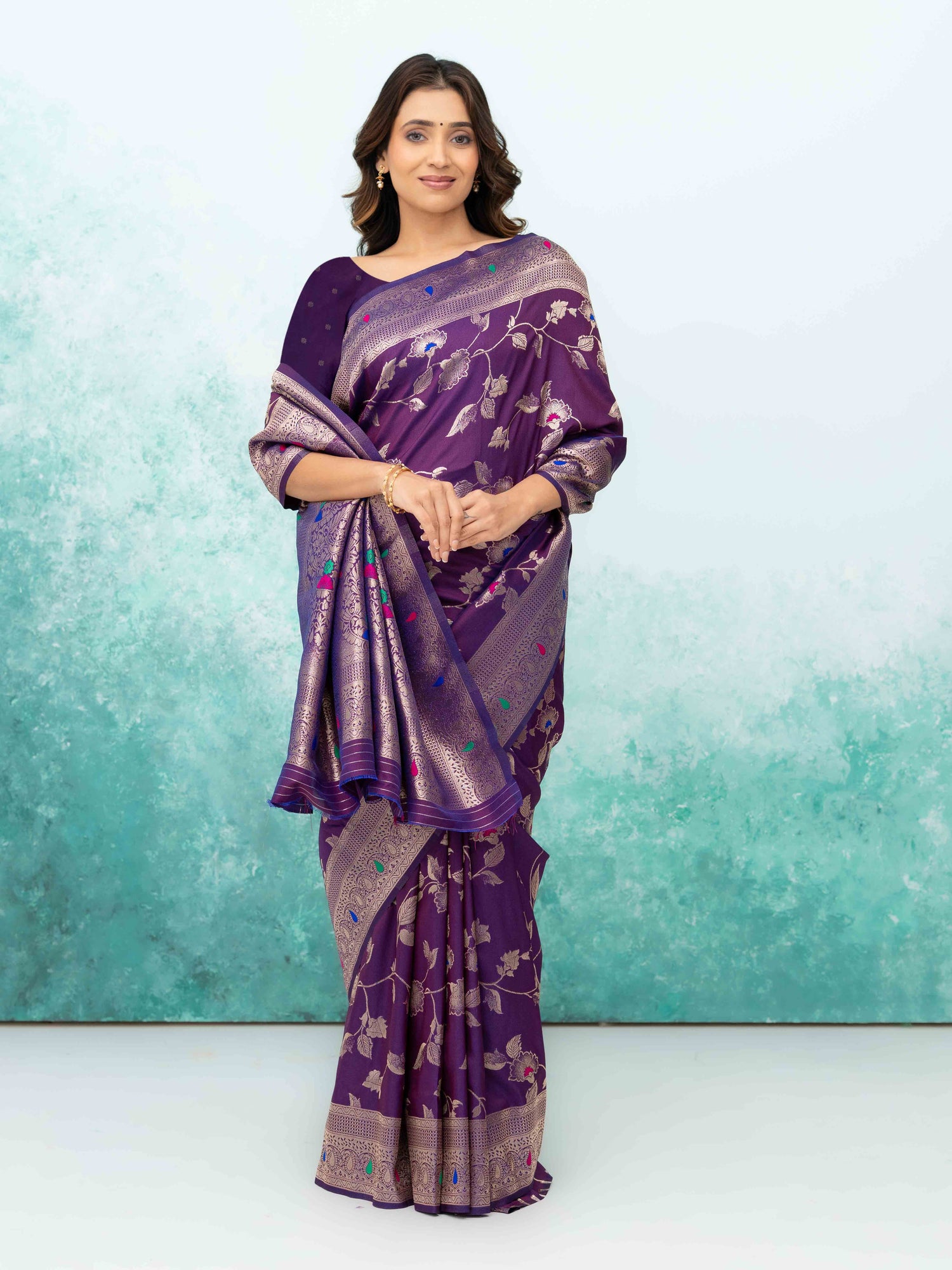 Purple Banarasi Silk Saree
