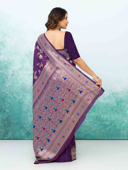 Purple Banarasi Silk Saree