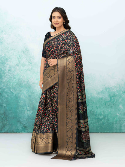 Black Crepe Saree