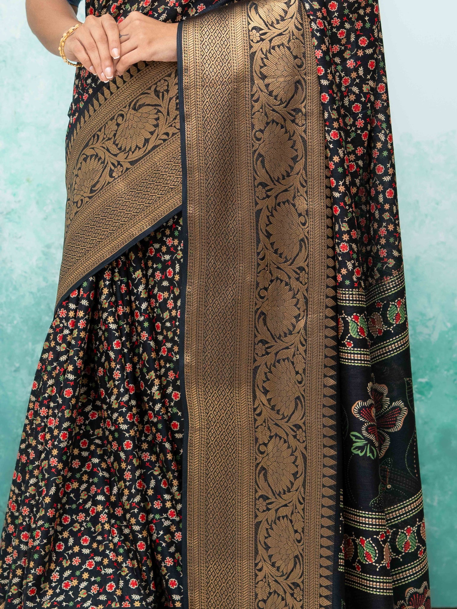 Black Crepe Saree