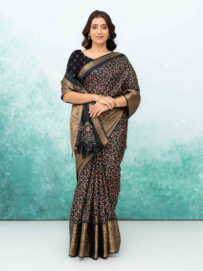 Black Crepe Saree