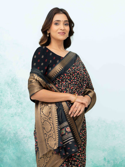 Black Crepe Saree