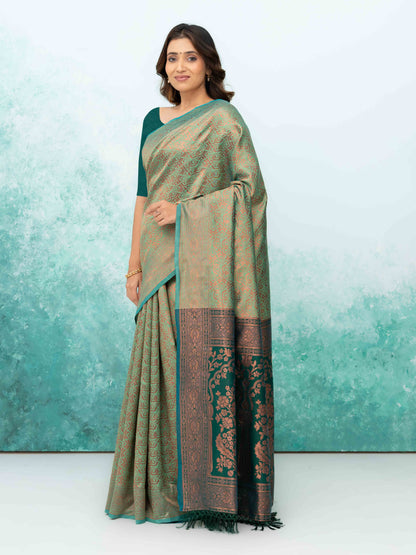 Pista &amp; Green Poly Silk Saree