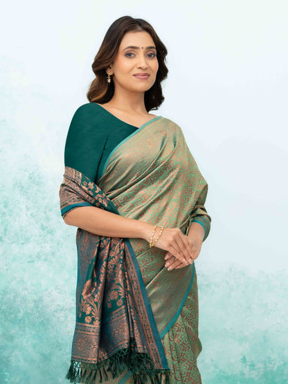 Pista &amp; Green Poly Silk Saree
