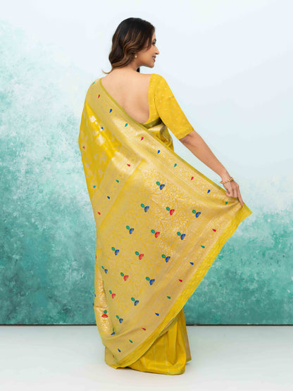 Yellow Banarasi Silk Saree