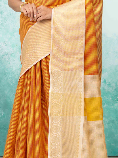 Golden &amp; Red cotton Silk Saree