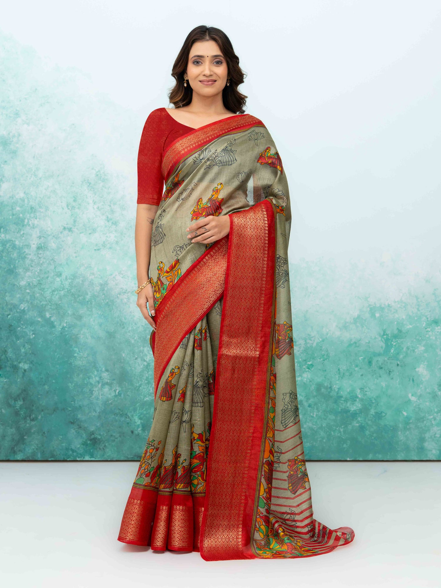 Gray Poly Cotton Saree