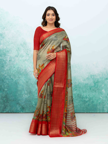 Gray Poly Cotton Saree