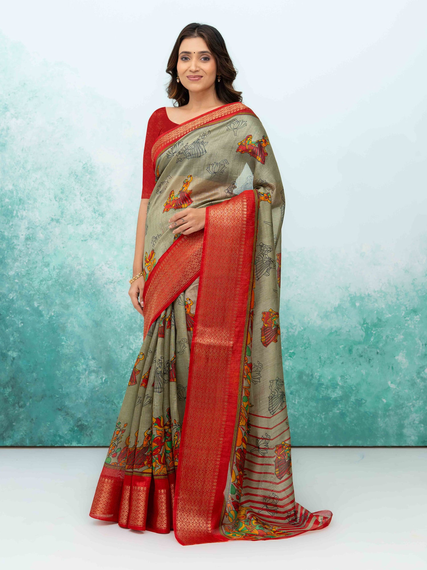 Gray Poly Cotton Saree