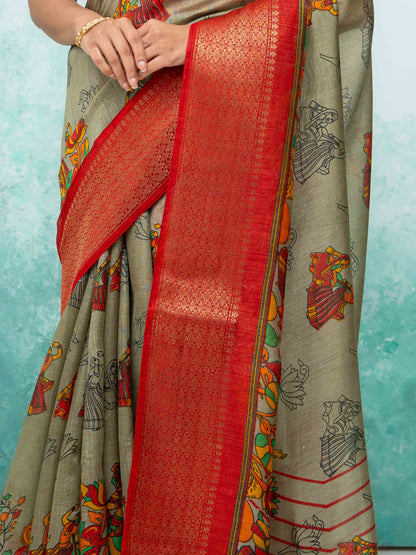 Gray Poly Cotton Saree