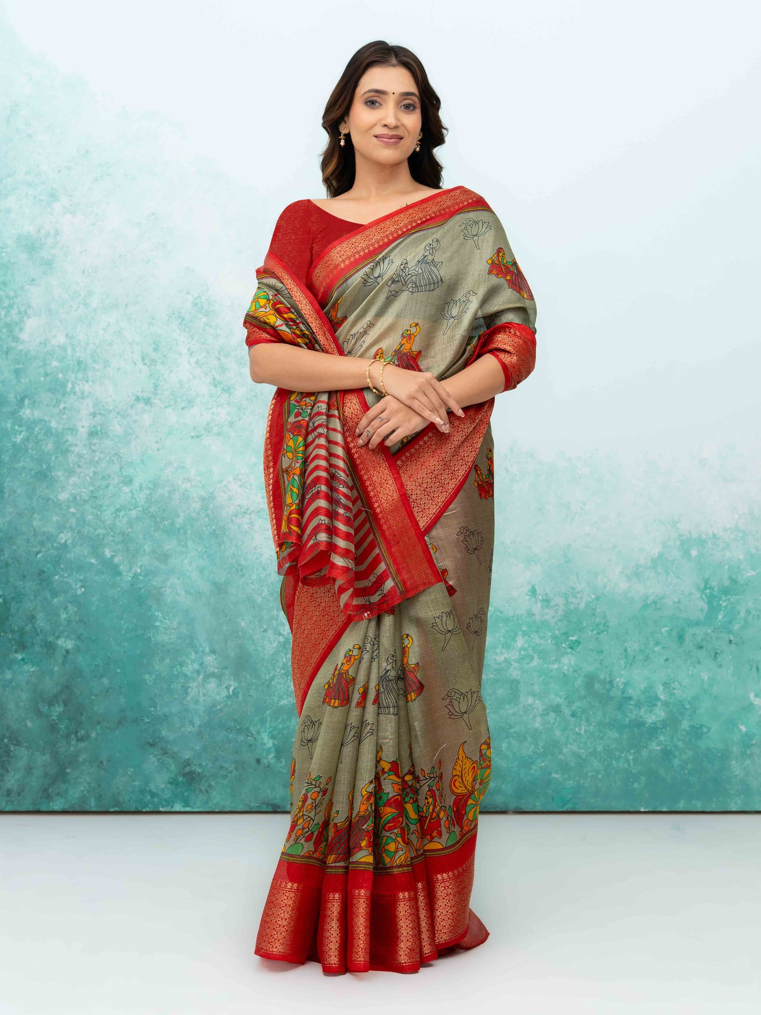 Gray Poly Cotton Saree
