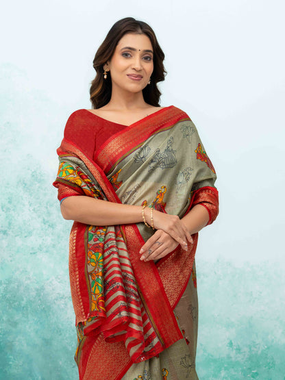 Gray Poly Cotton Saree