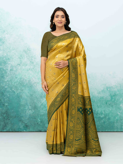 Yellow &amp; Green Kanchivaram Saree