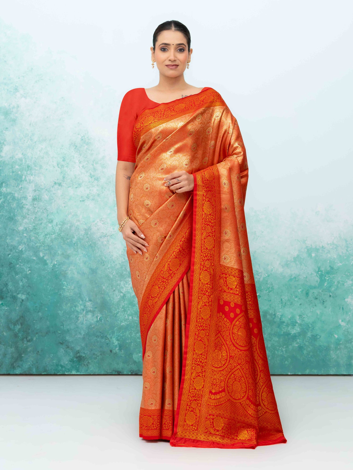 Orange  Kanchivaram Saree
