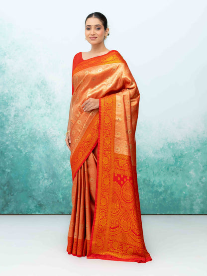 Orange  Kanchivaram Saree