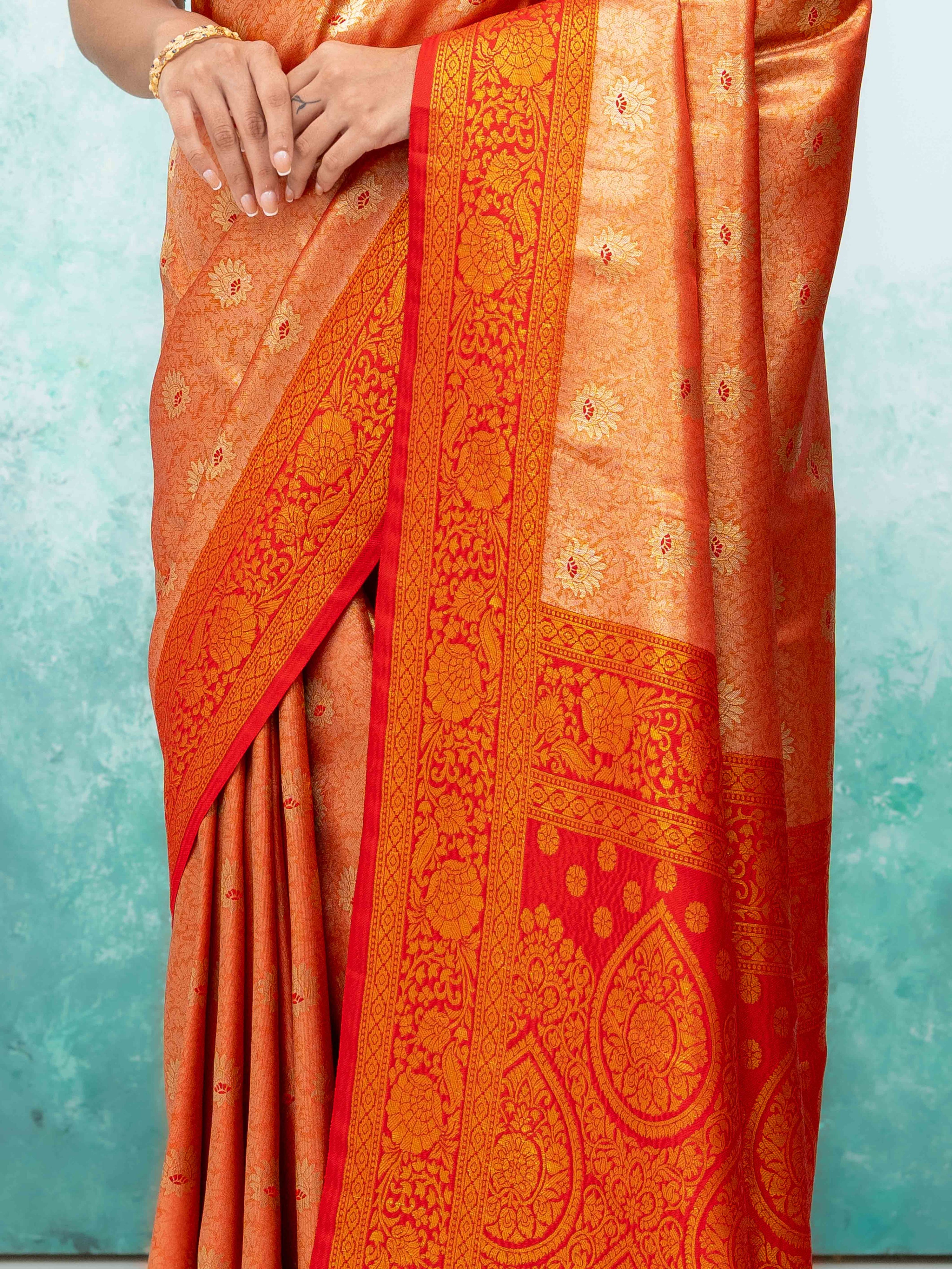Orange  Kanchivaram Saree