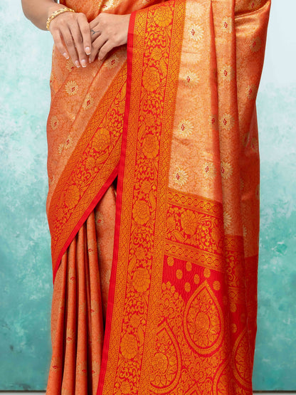 Orange  Kanchivaram Saree