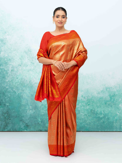 Orange  Kanchivaram Saree