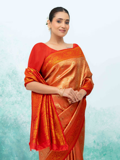 Orange  Kanchivaram Saree