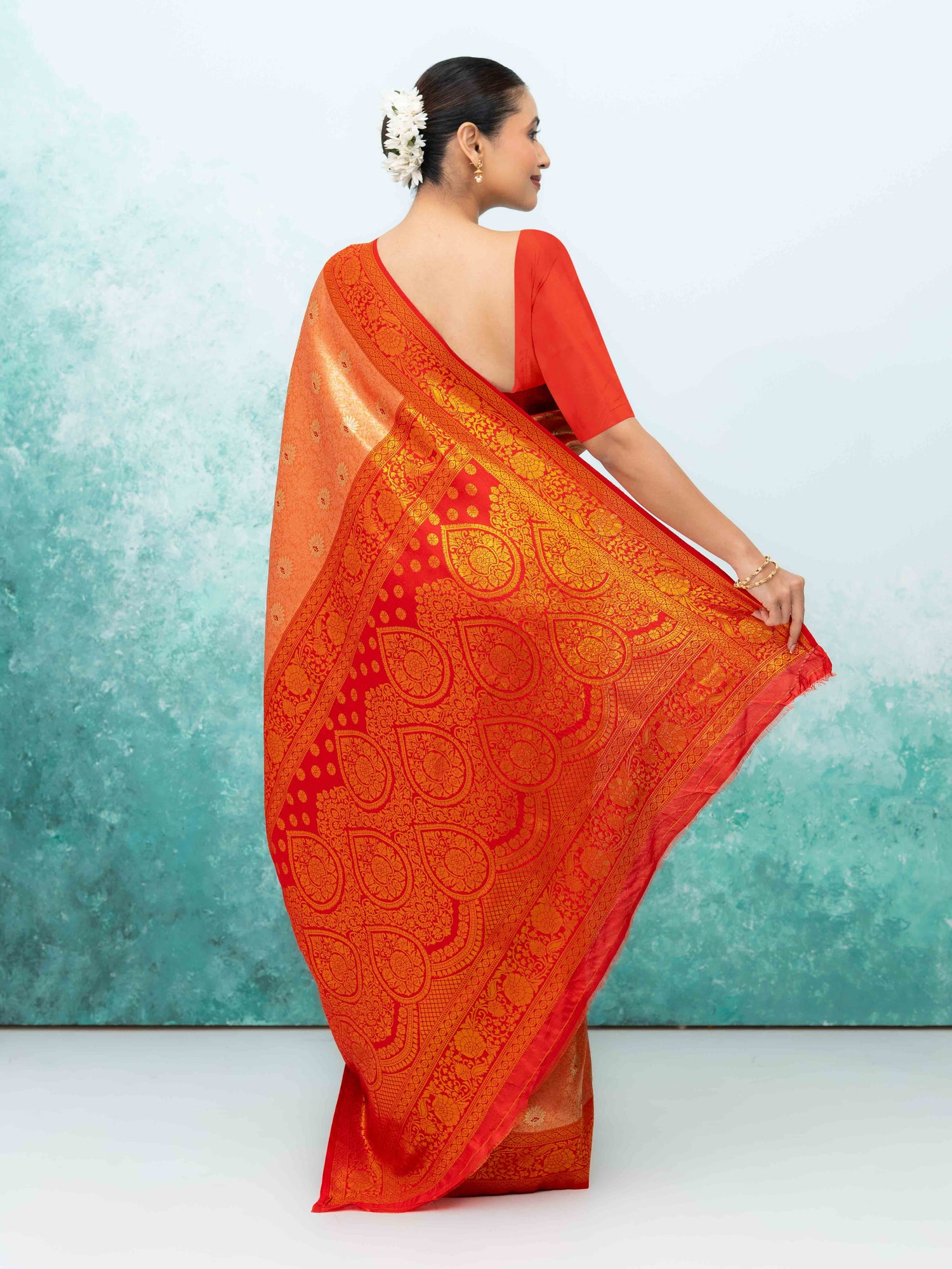 Orange  Kanchivaram Saree