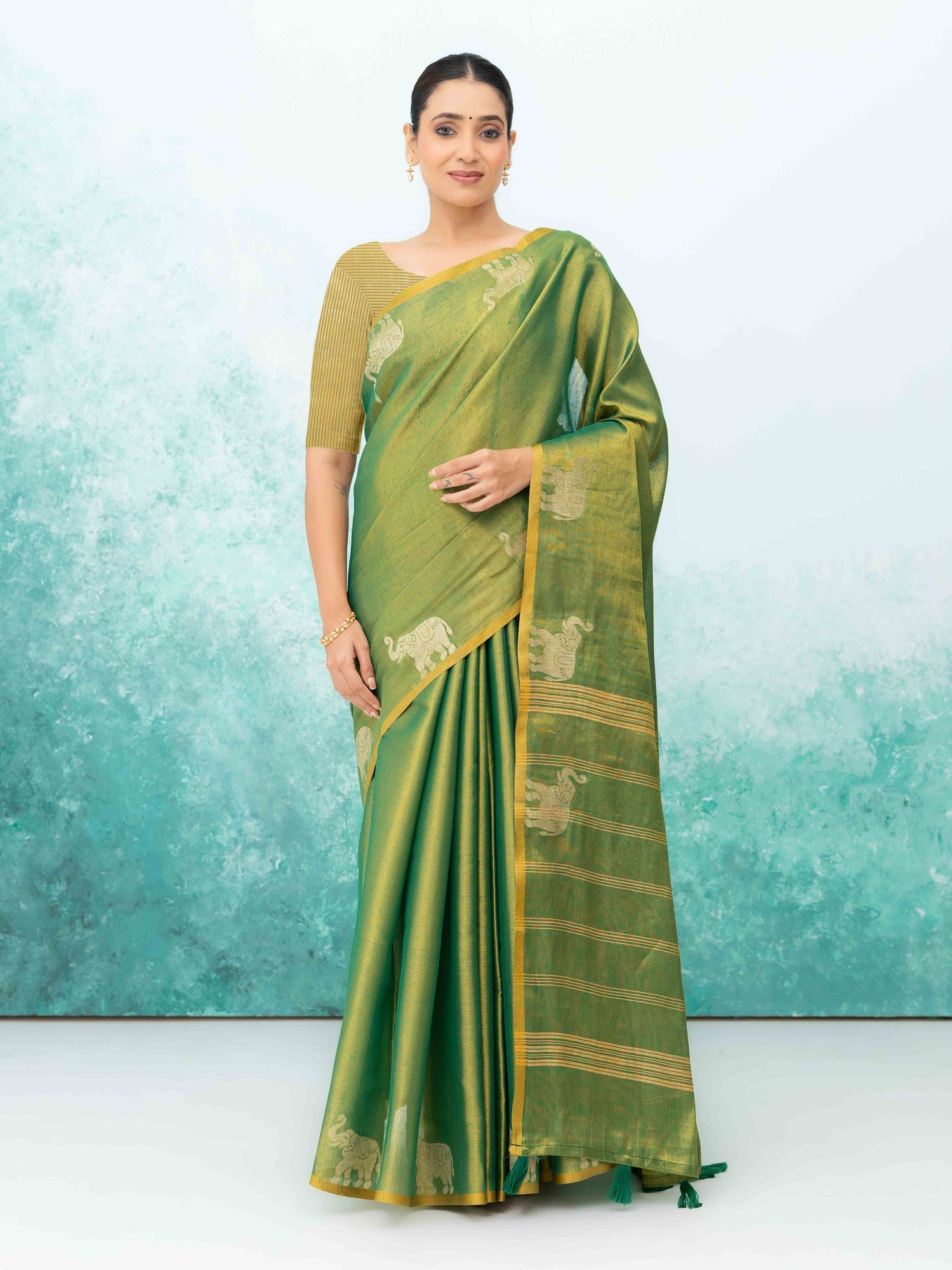 Green Tusser Silk Saree