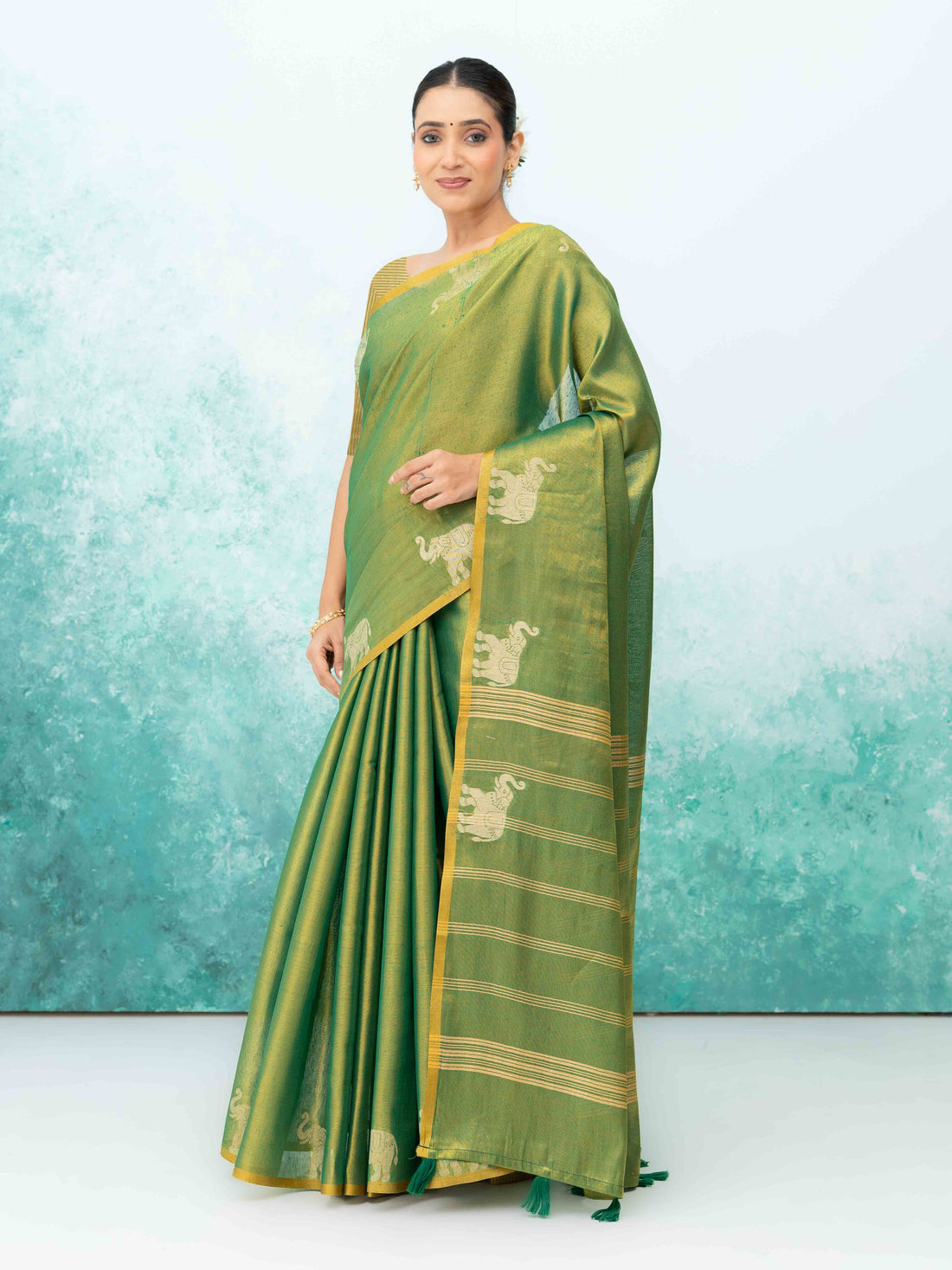 Green Tusser Silk Saree