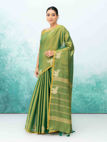 Green Tusser Silk Saree