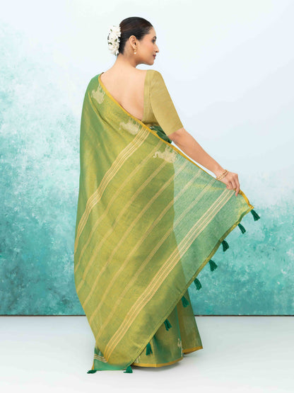 Green Tusser Silk Saree