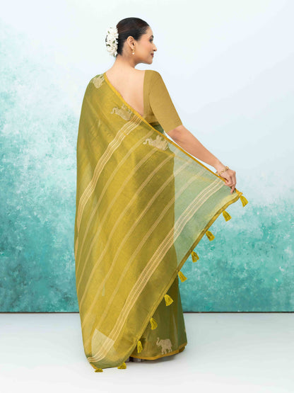 Olive Green Tusser Silk