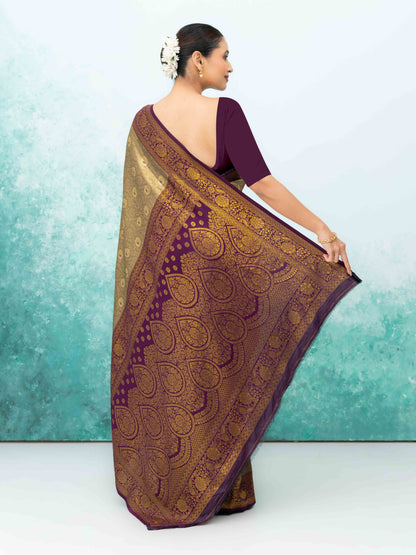 Golden &amp; Purple  Kanchivaram Saree