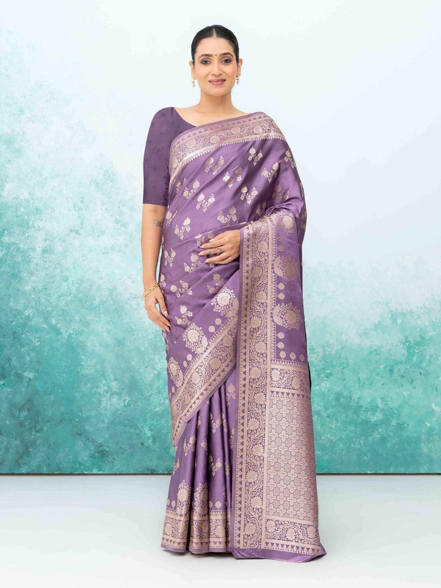 Purple  Banarasi Silk Saree