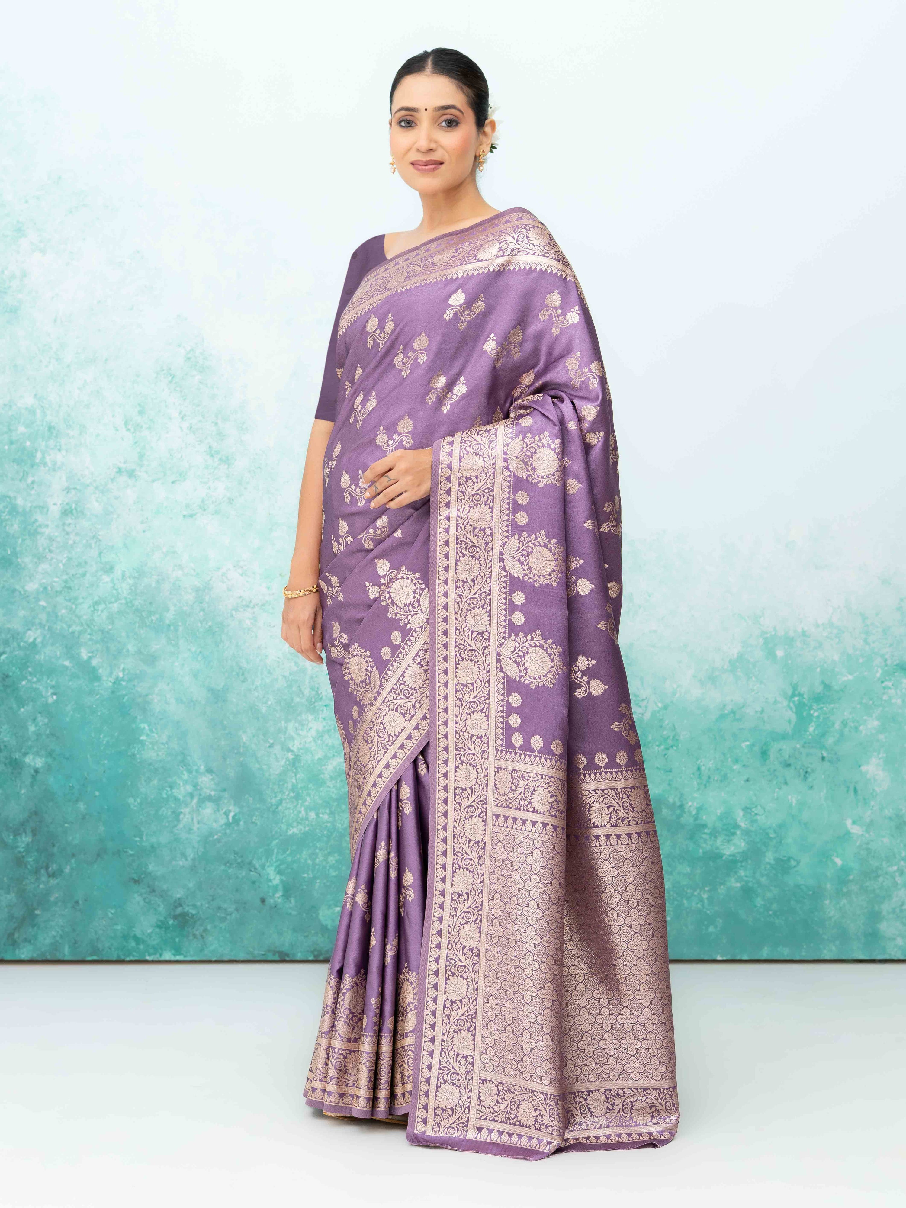 Purple  Banarasi Silk Saree