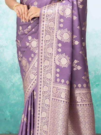 Purple  Banarasi Silk Saree