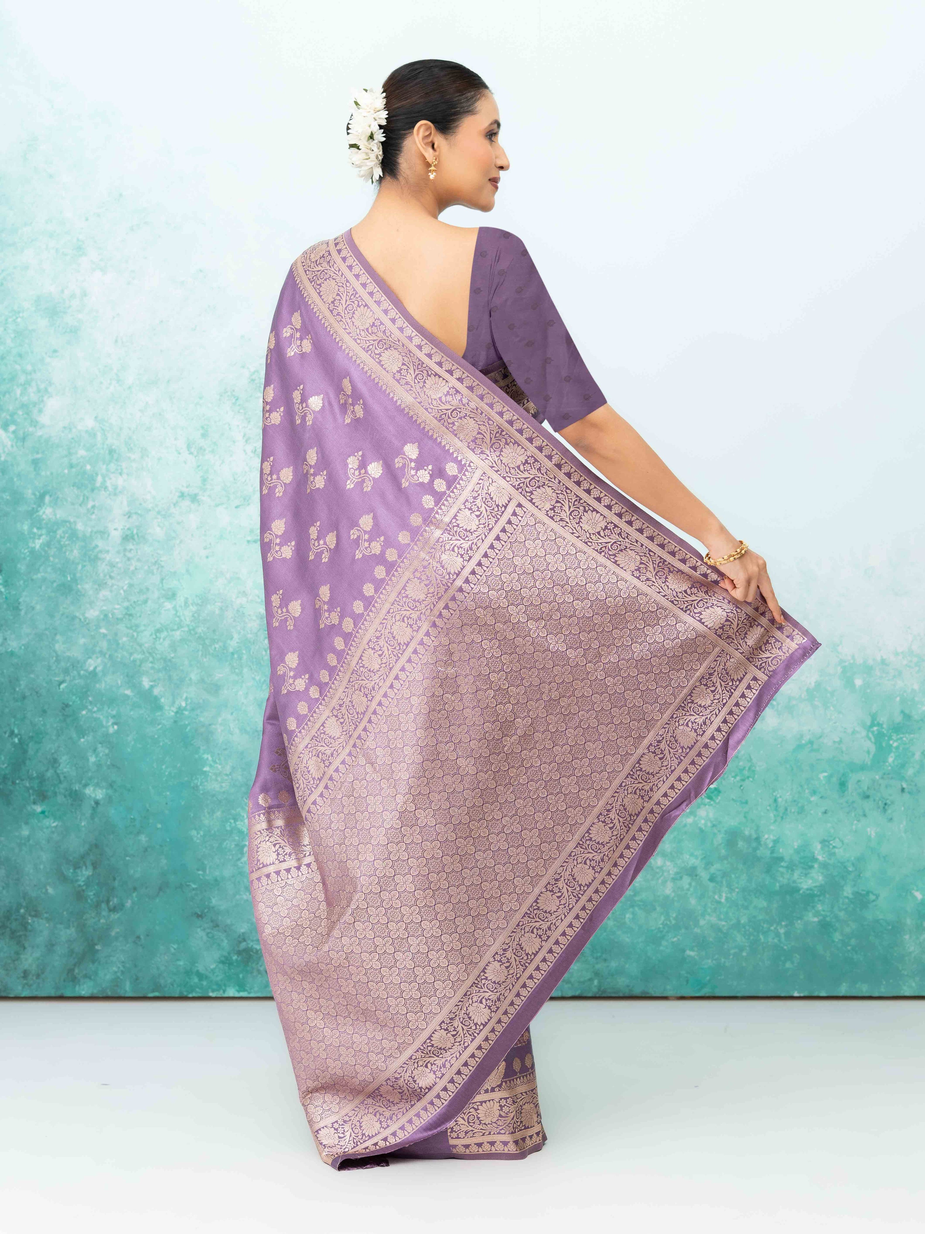 Purple  Banarasi Silk Saree