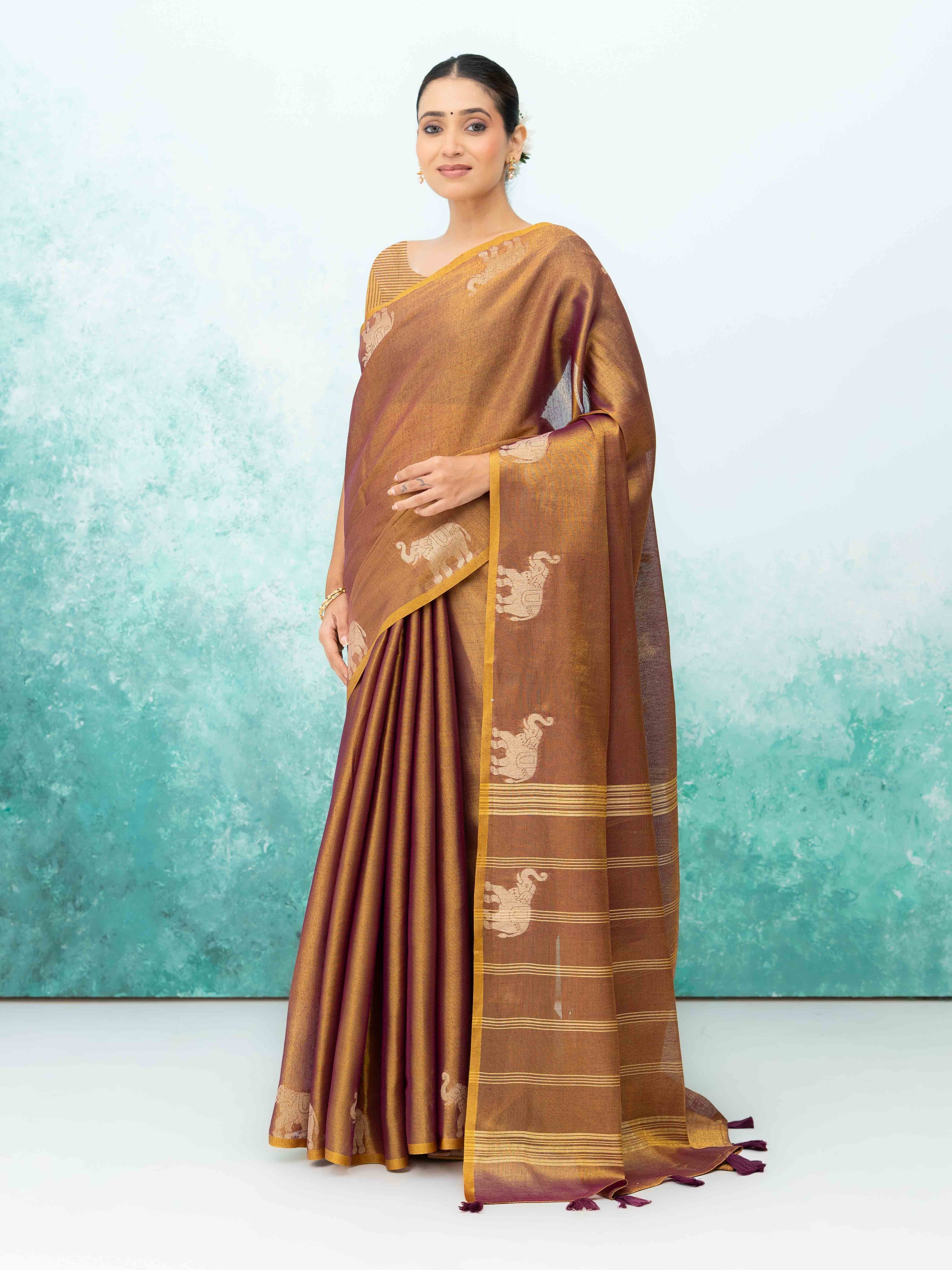 Rose Purple Tusser Silk Saree
