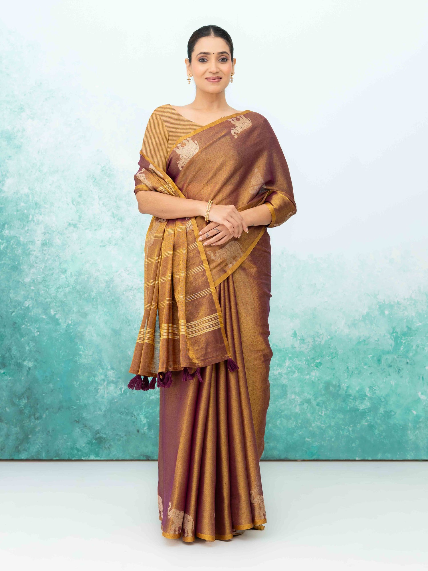 Rose Purple Tusser Silk Saree