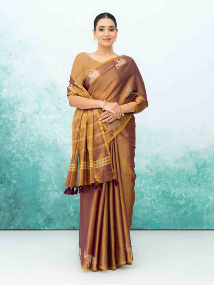 Rose Purple Tusser Silk Saree
