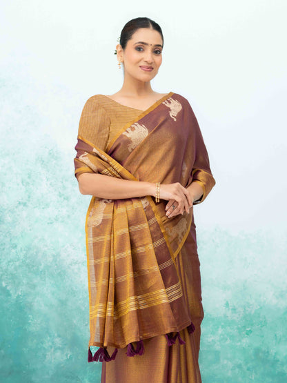 Rose Purple Tusser Silk Saree