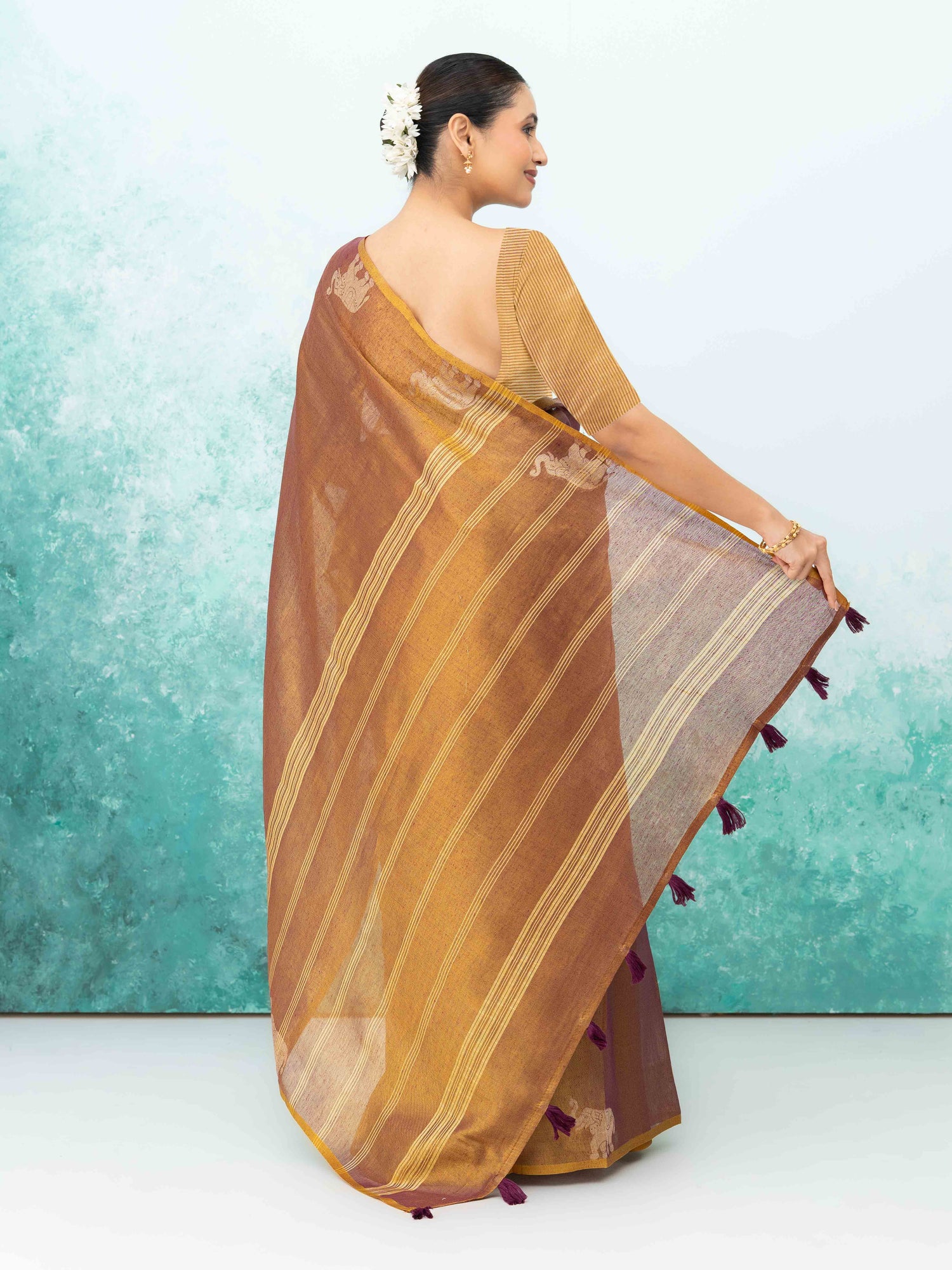 Rose Purple Tusser Silk Saree