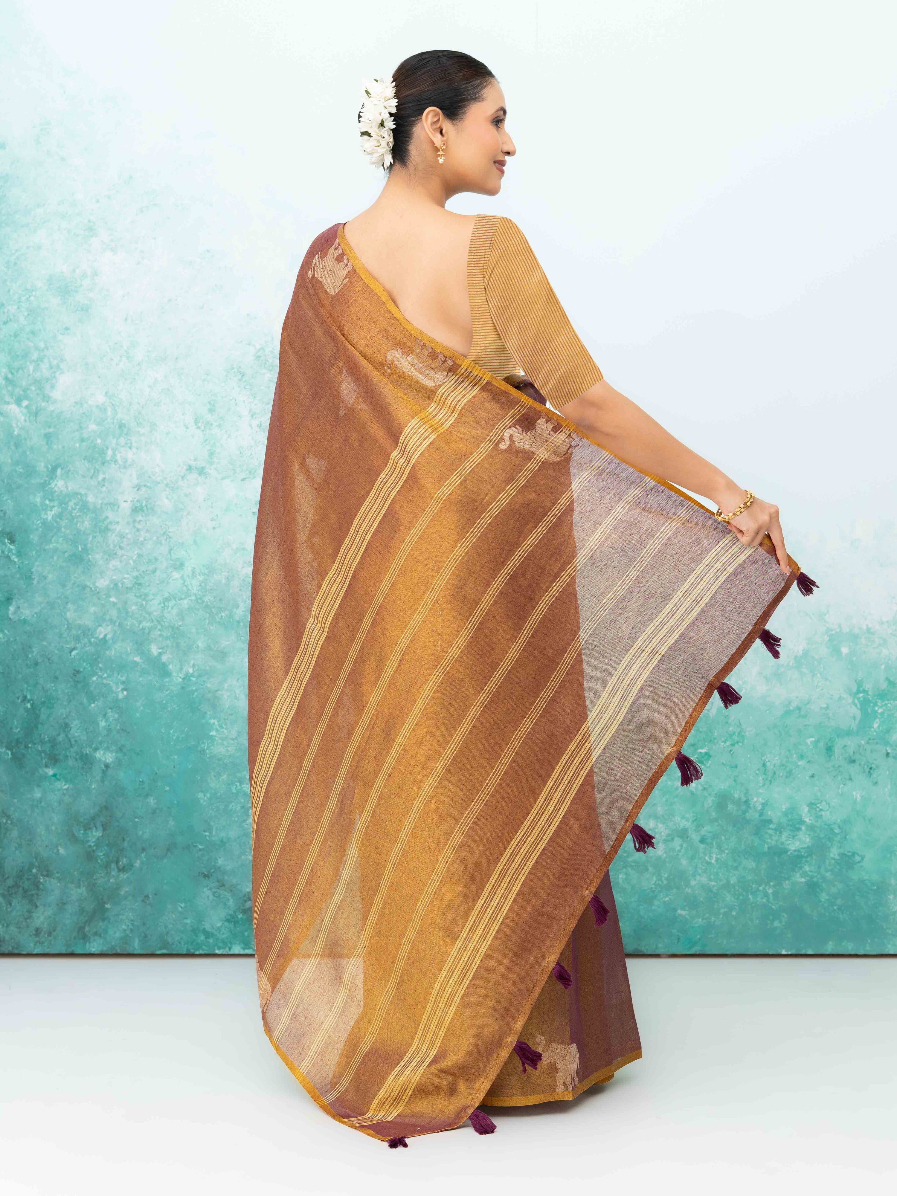 Rose Purple Tusser Silk Saree